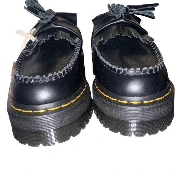 New w/Tags! Dr Martens Tassel Loafers Black Leather Platform Lug Sole Mens 8 - Picture 3 of 16